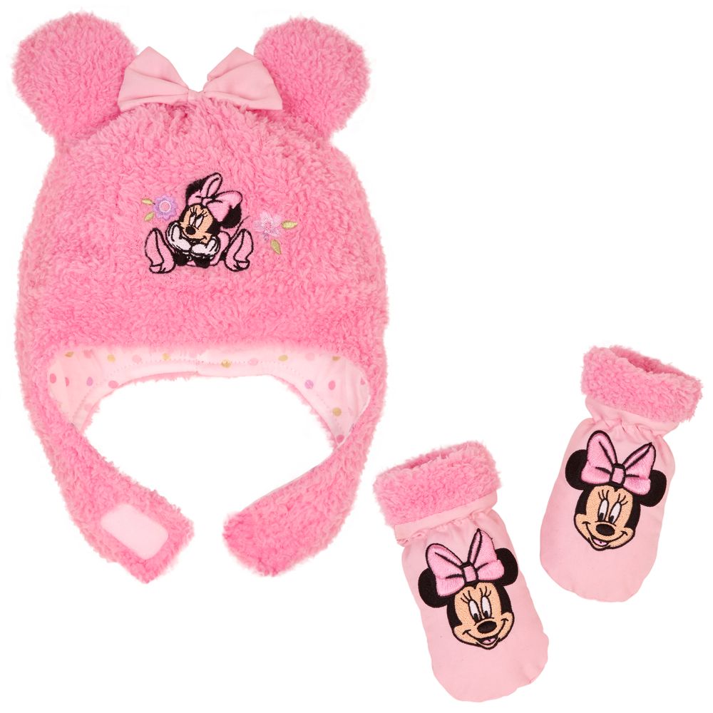 Plush Minnie Mouse Hat & Mitten Set for Baby Girls -- 2-Pc.