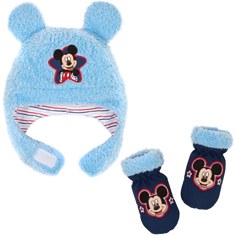 Plush Mickey Mouse Hat & Mitten Set for Baby Boys -- 2-Pc.