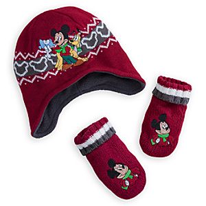 Mickey Mouse Knit Cap and Mittens Set for Baby - Holiday
