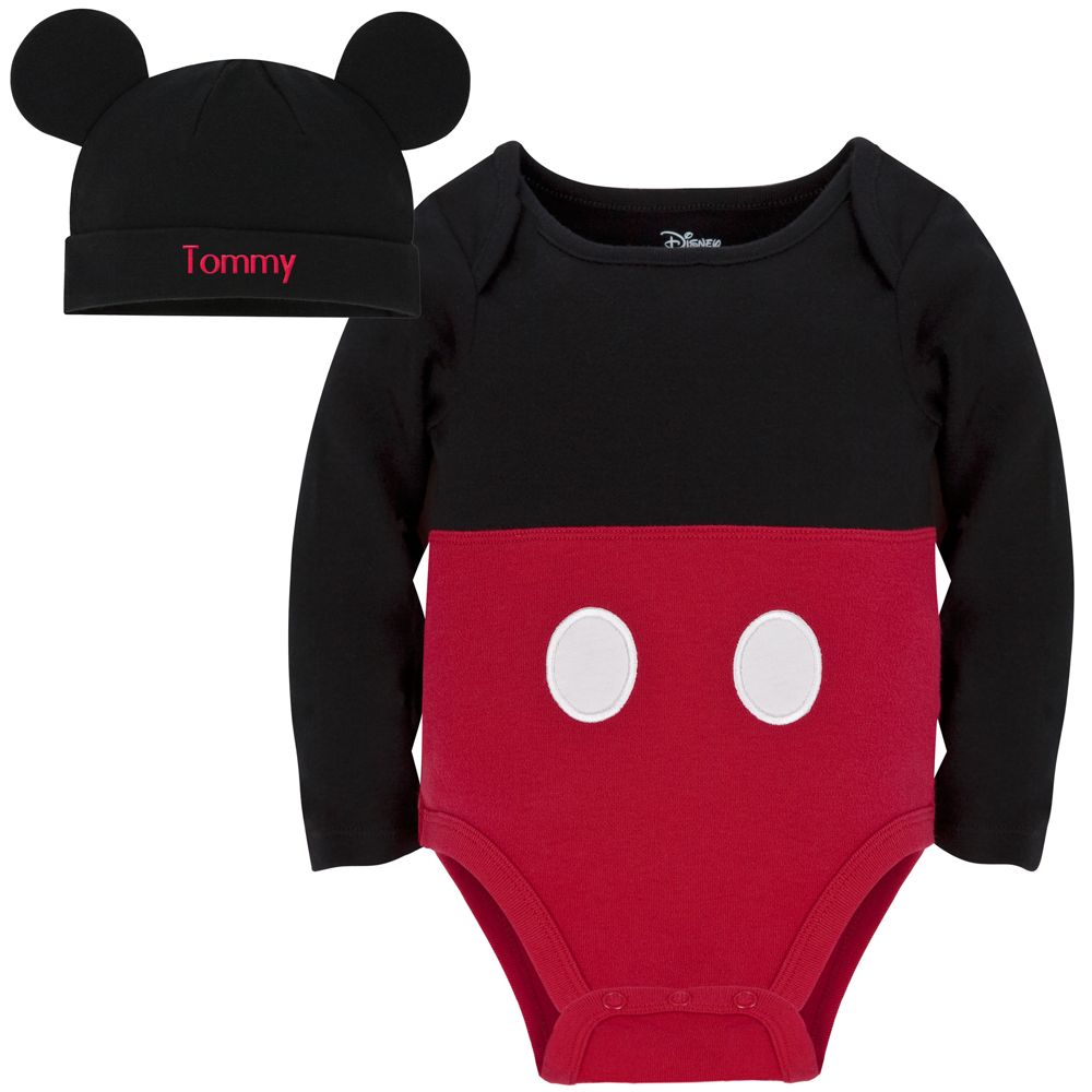 Personalizable Mickey Mouse Costume Bodysuit and Cap for Baby Boy