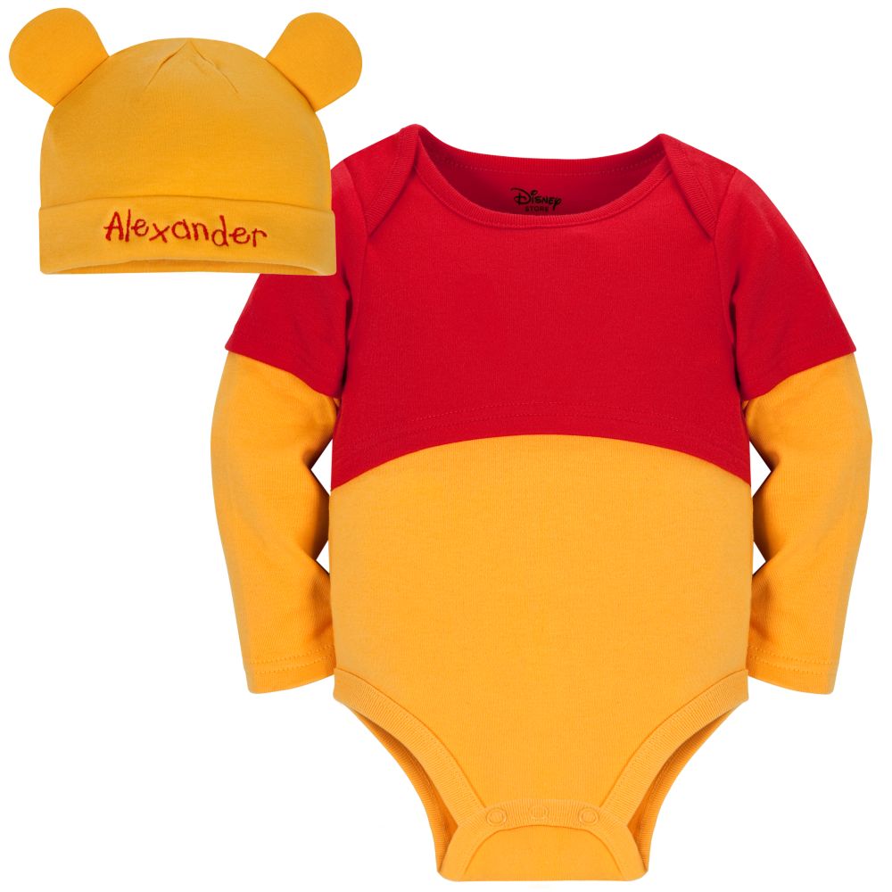 Personalizable Winnie the Pooh Costume Bodysuit and Cap for Baby Boys