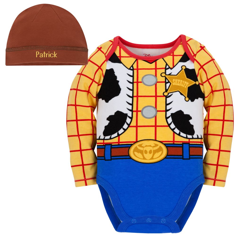 Personalizable Woody Costume Bodysuit and Cap for Baby Boys