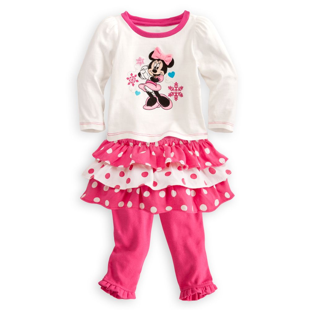 Minnie Mouse Top and Skirt with Leggings Set for Baby