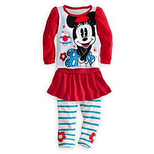 Minnie Mouse Top and Skirt with Leggings Set for Baby