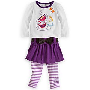 Alice in Wonderland Top and Skirt with Leggings Set for Baby