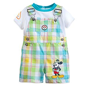 Mickey Mouse Plaid Dungaree Set for Baby