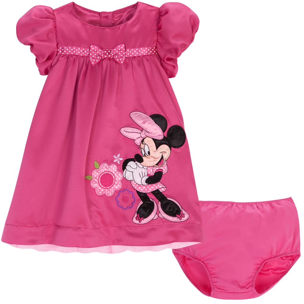 Bubble Sleeve Minnie Mouse Dress for Baby Girls -- 2-Pc.