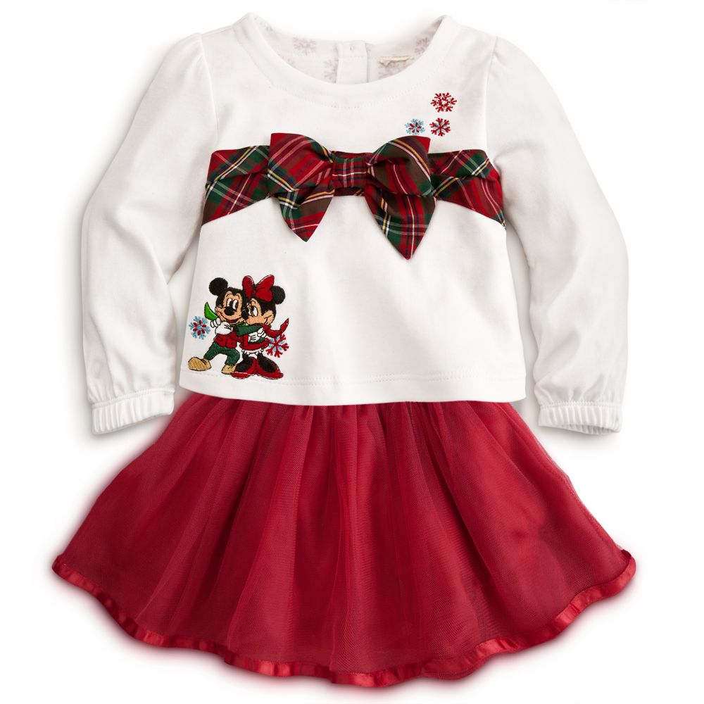 Mickey and Minnie Disney Cuddly Bodysuit and Skirt Set for Baby - Holiday