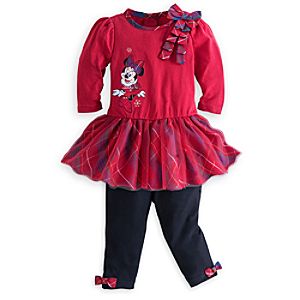 Minnie Mouse Holiday Dress and Leggings Set