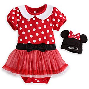 Minnie Mouse Red Disney Cuddly Bodysuit Dress Set for Baby - Personalizable