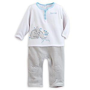 Dumbo Velour Romper for Baby - Personalizable - Blue
