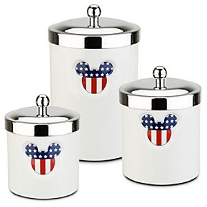 Red, White and Mickey Mouse Canisters -- 3-Pc. Set