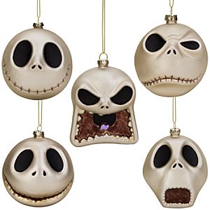 Glass Jack Skelligton Ornament Set -- 5-Pc.