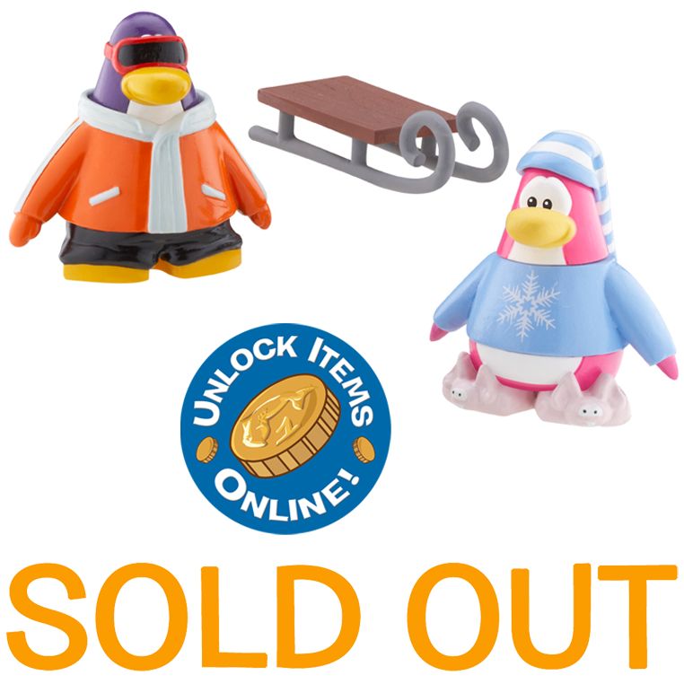 Club Penguin 2'' Mix 'N Match Figure Pack - Snowboarder & Pajama Bunny Slippers