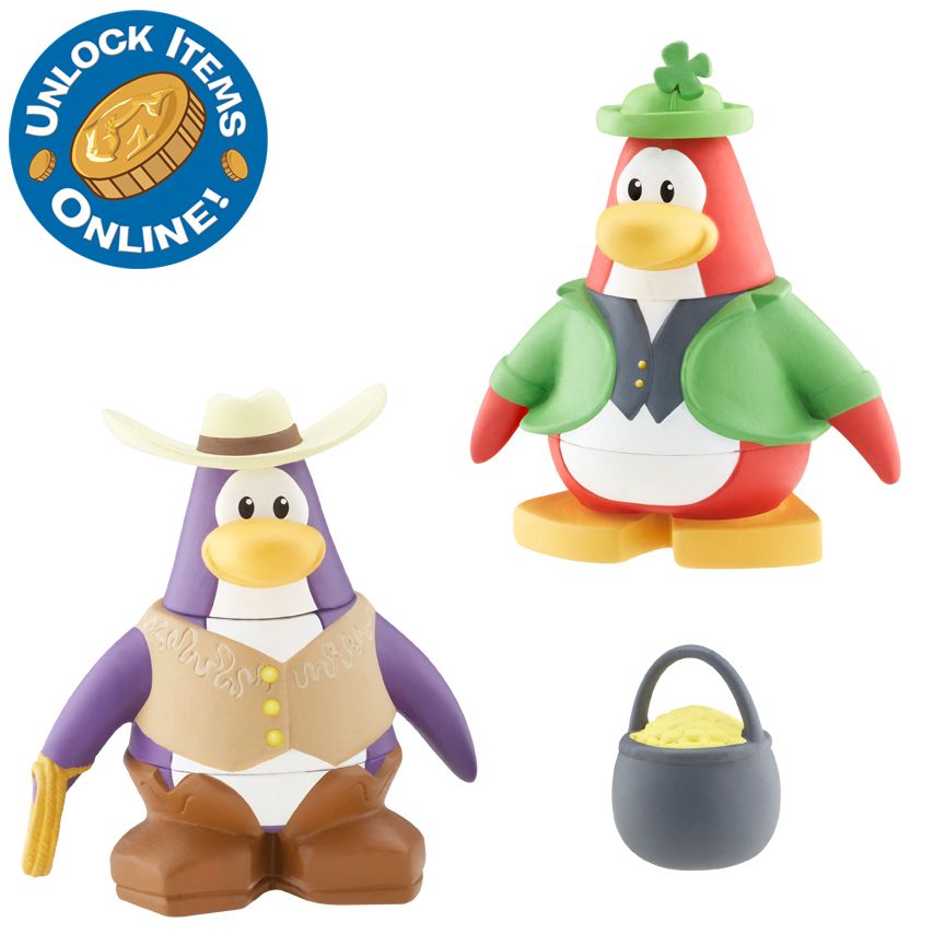 Club Penguin 2'' Mix 'N Match Figure Pack - Cowboy and Leprechaun