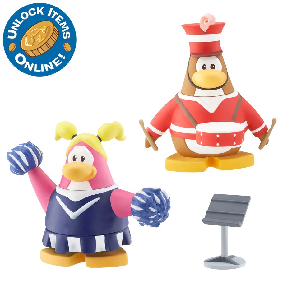 Club Penguin 2'' Mix 'N Match Figure Pack - Marching Band & Cheerleader