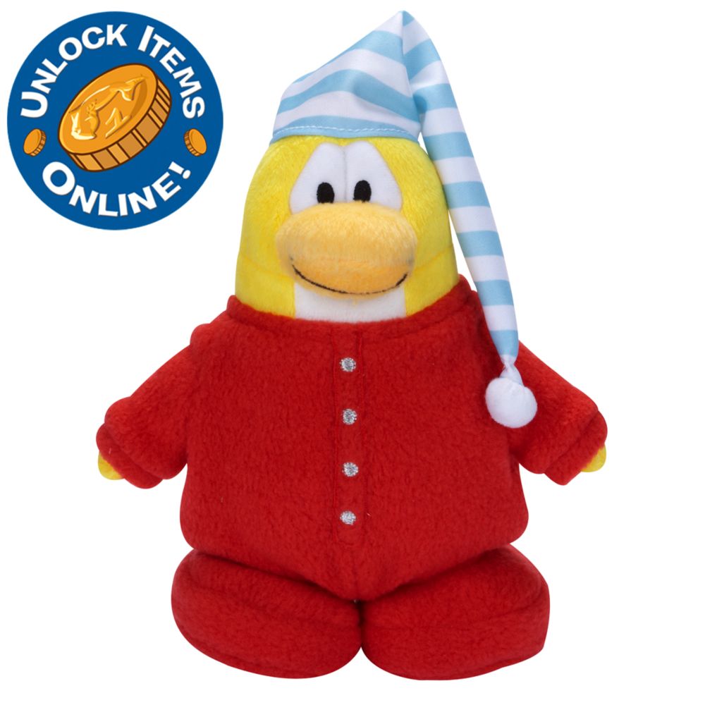 Club Penguin 6 1/2'' Limited Edition Penguin Plush - Red Pajama (Semi-Rare)