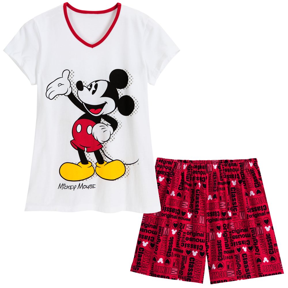 V-Neck Mickey Mouse Tee and Shorts Sleep Set -- 2-Pc