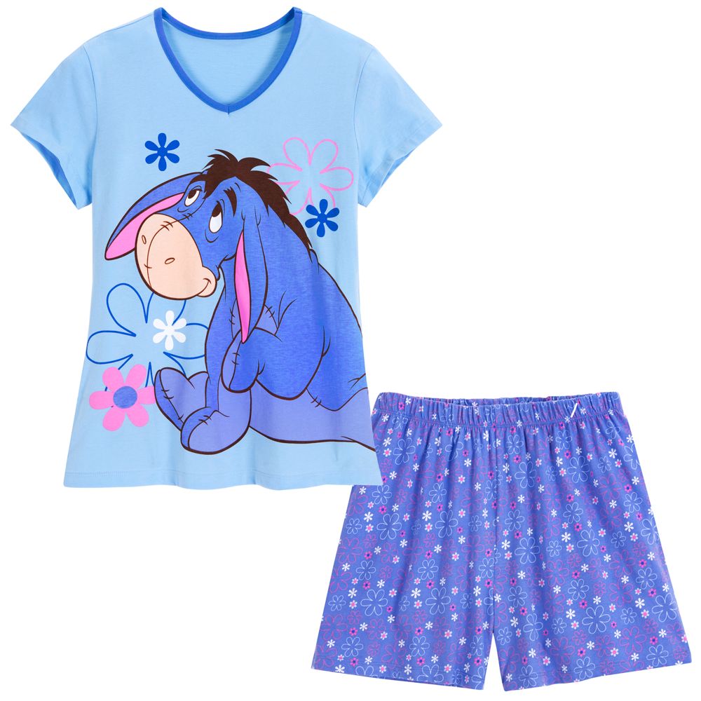 V-Neck Eeyore Tee and Shorts Sleep Set -- 2-Pc