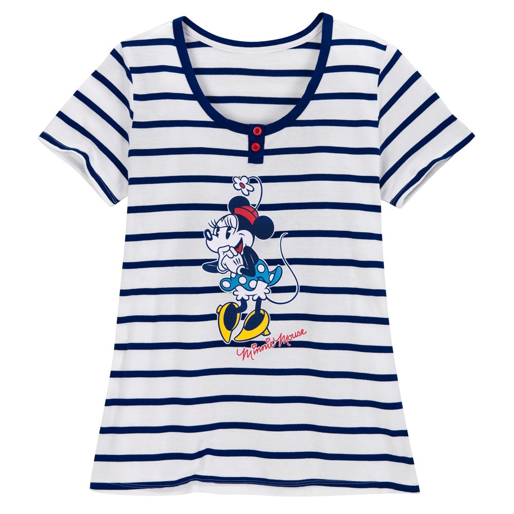 Scoop Neck Striped Minnie Mouse Nightshirt for Women