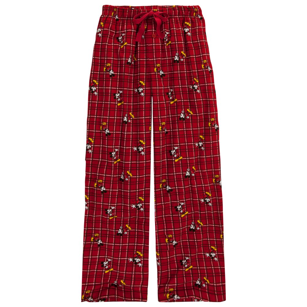 Red Plaid Mickey Mouse Lounge Pants for Men