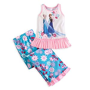 Anna and Elsa Nightshirt and Pants Sleepwear Set for Girls - Frozen