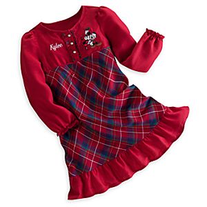 Mickey and Minnie Mouse Plaid Nightgown for Girls - Personalizable