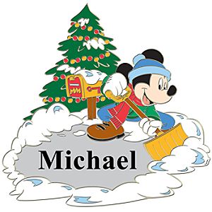 Personalized Winter Holiday Mickey Mouse Pin