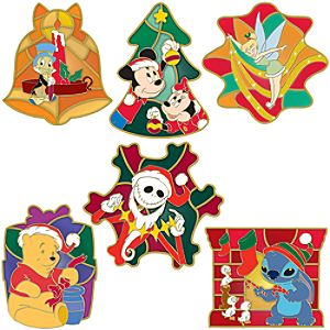 Holiday Time Stained Glass Disney Pin Set -- 6-Pc.