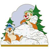 3-D Winter Diorama Chip an' Dale Pin