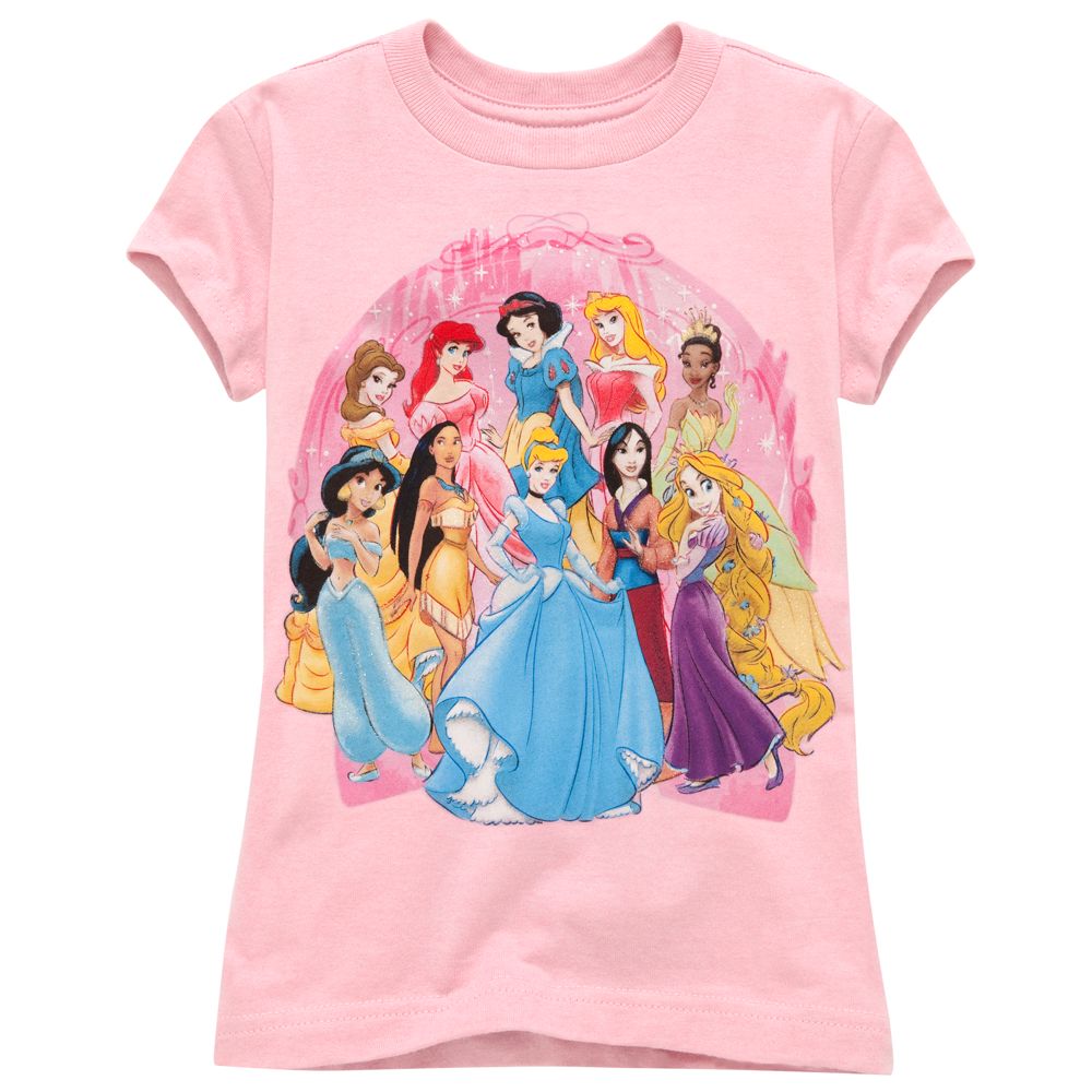 Organic Cotton Glittering Disney Princess Tee for Girls