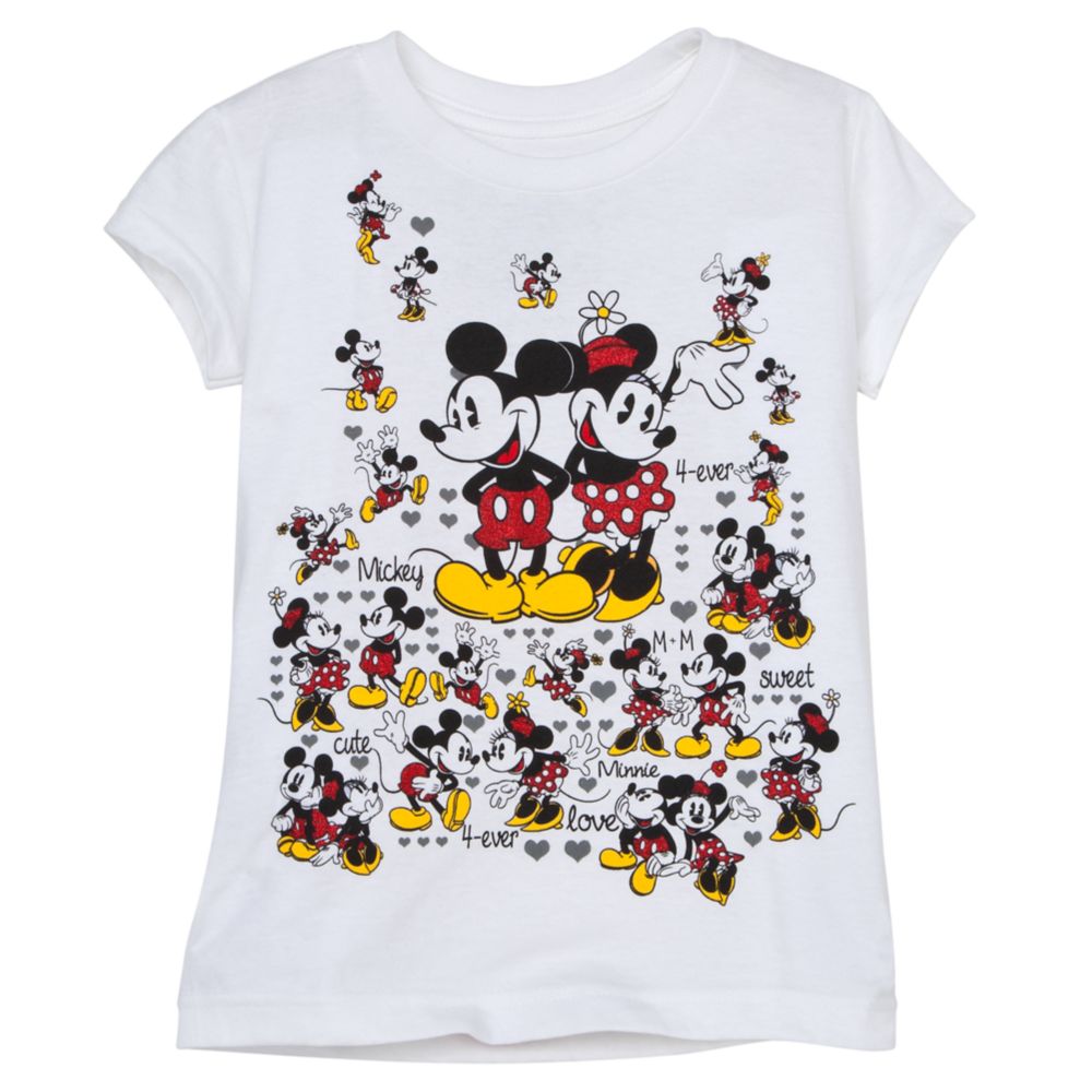 Glitter Minnie and Mickey Mouse Tee for Girls -- Made With Organic Cotton