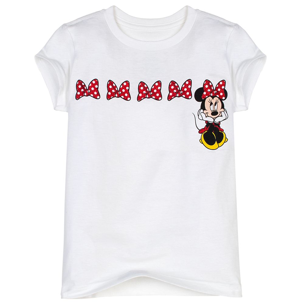 Glitter Bow Minnie Mouse Tee for Girls