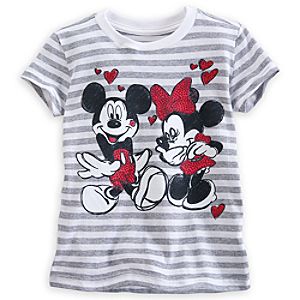 Mickey and Minnie Mouse Striped Tee for Girls