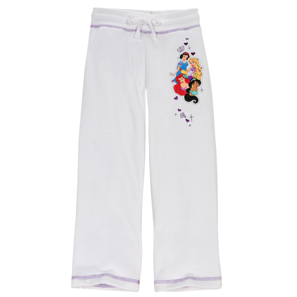 White Fleece Disney Princess Pants for Girls