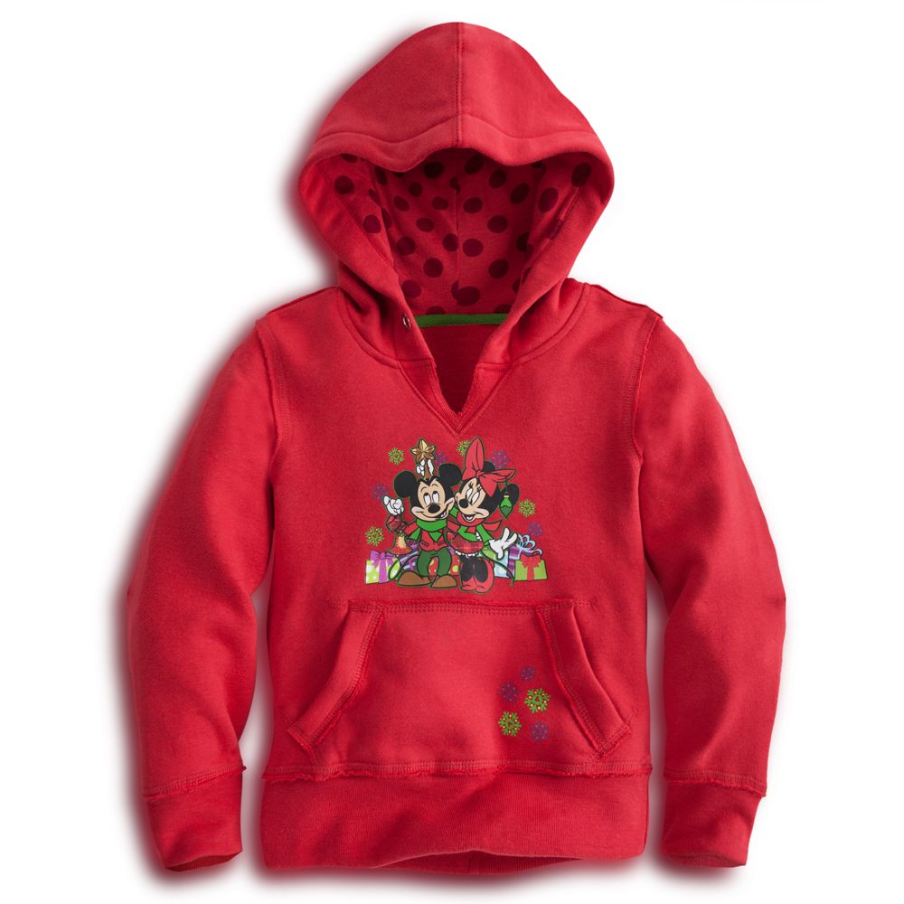 Holiday Pullover Fleece Minnie and Mickey Mouse Hoodie for Girls