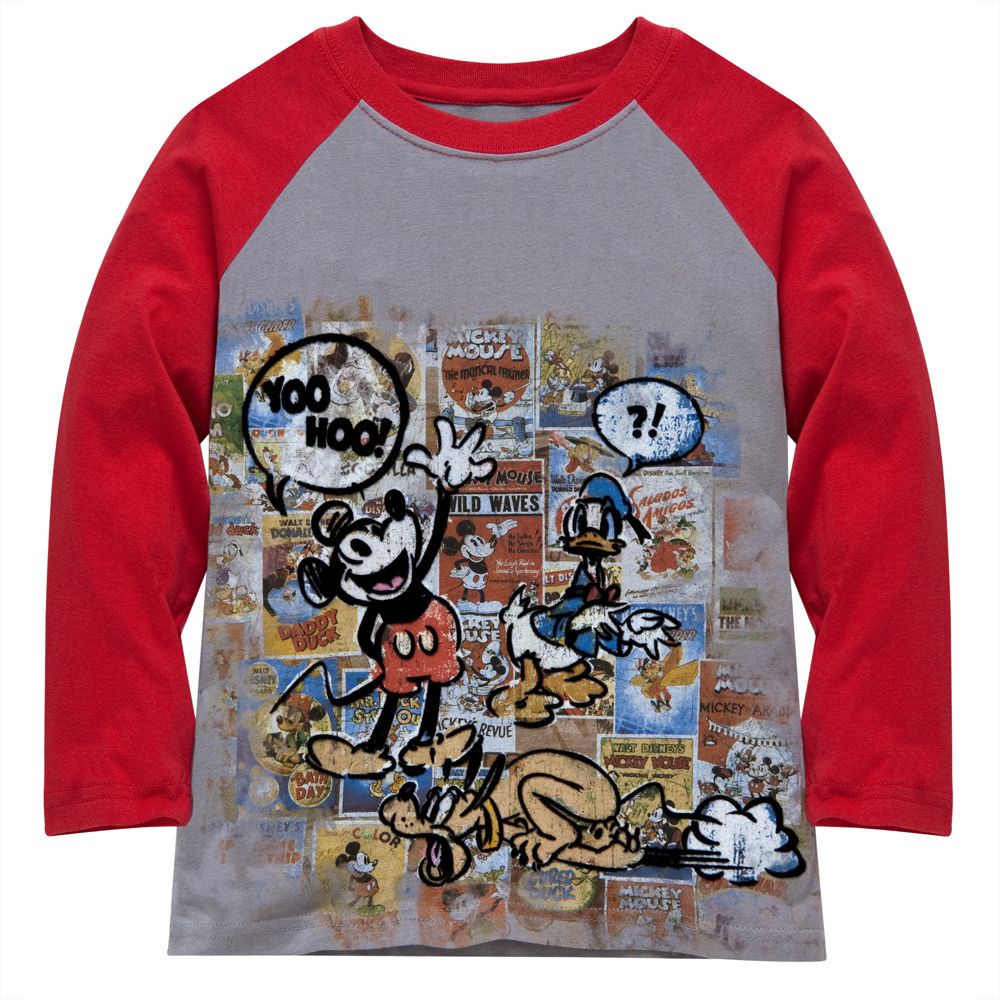 Raglan Sleeve Disney Nostalgia Yoo Hoo Mickey Mouse Tee for Kids