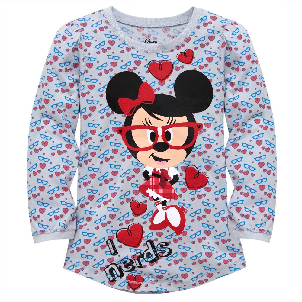Long Sleeve Nerds Minnie Mouse Tee for Girls