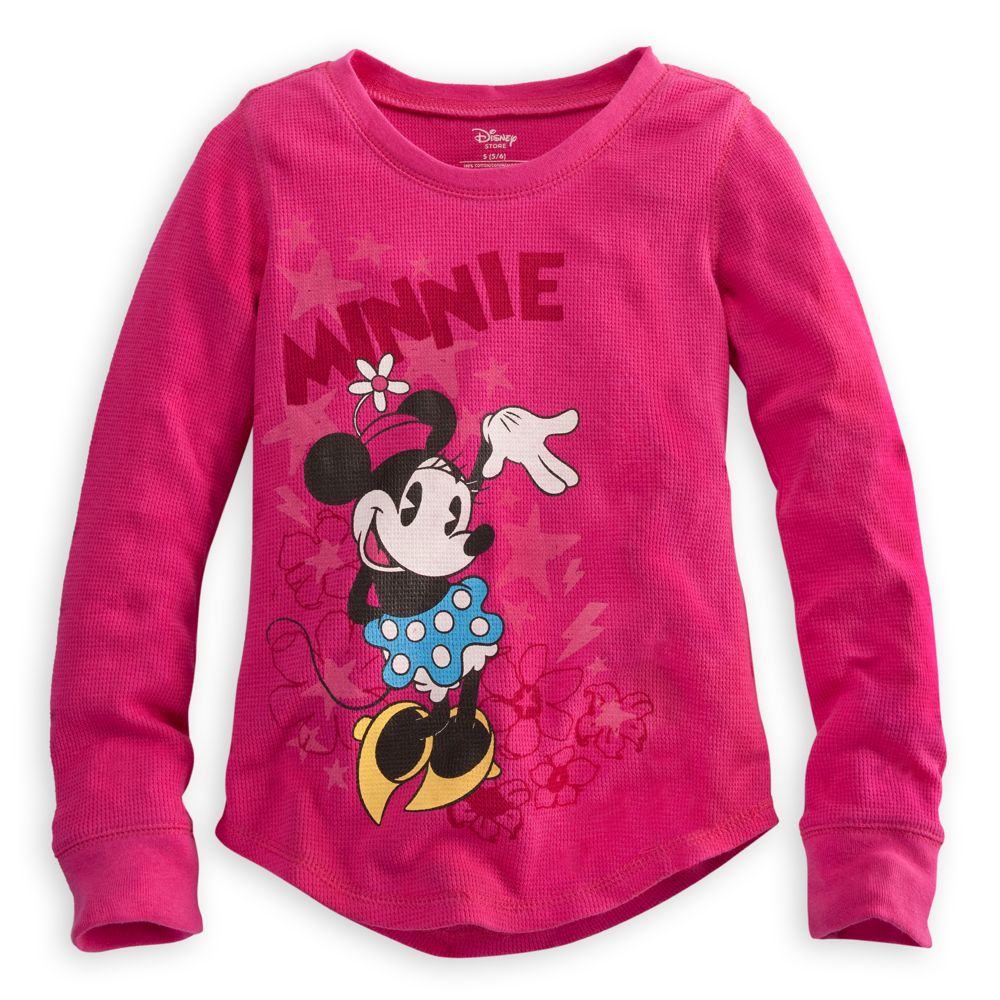 Long Sleeve Thermal Minnie Mouse Tee for Girls