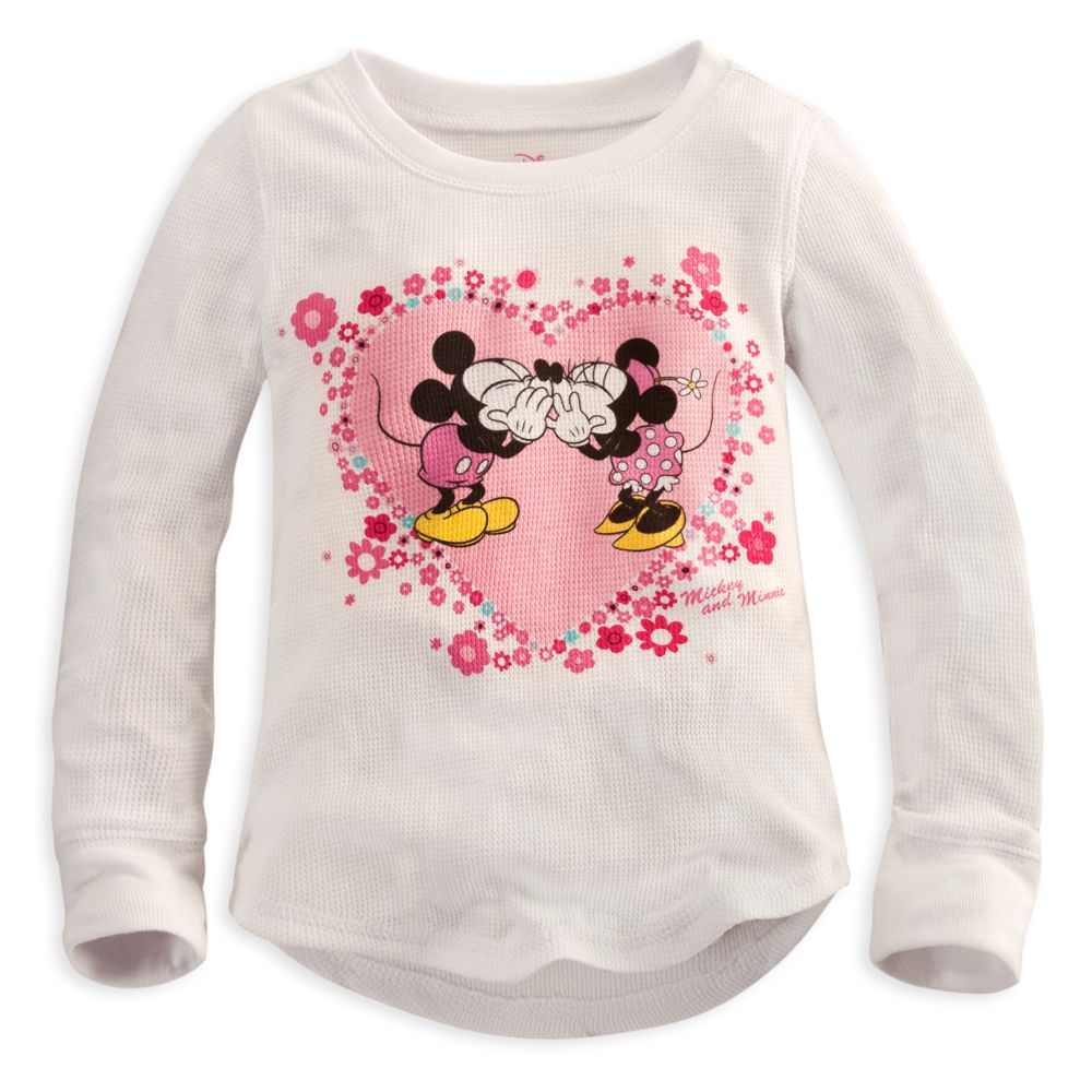Long Sleeve Thermal Minnie and Mickey Mouse Tee for Girls