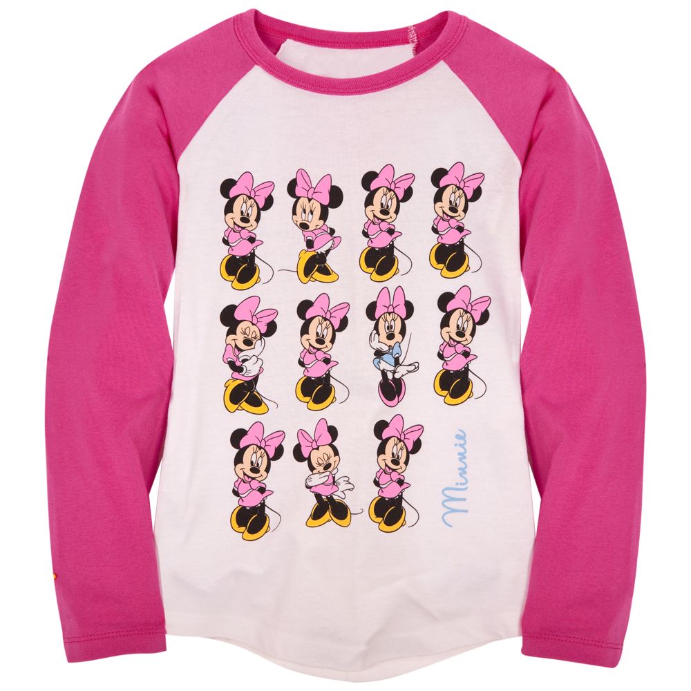 Raglan Long Sleeve Minnie Mouse Tee for Girls -- Made with Organic Cotton