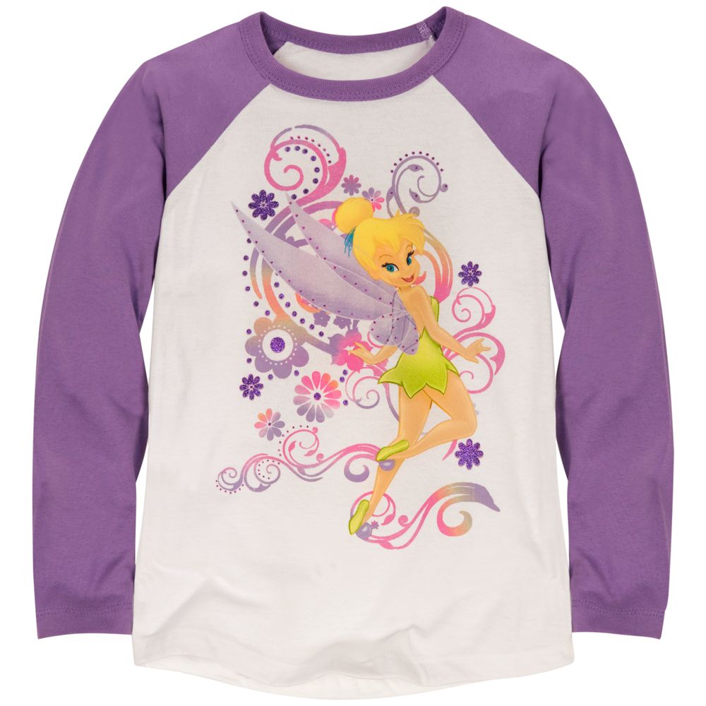 Raglan Long Sleeve Tinker Bell Tee for Girls -- Made with Organic Cotton