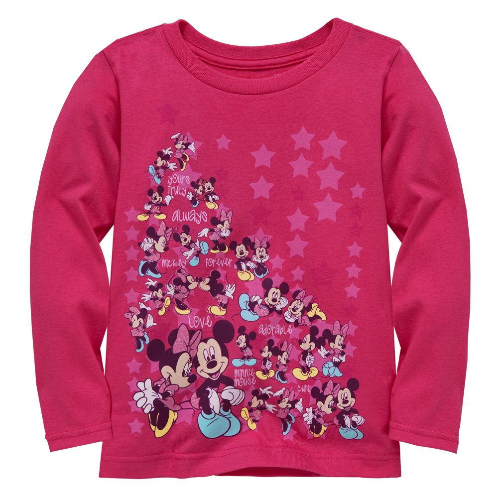 Long Sleeve Minnie and Mickey Mouse Tee for Girls -- Made With Organic Cotton