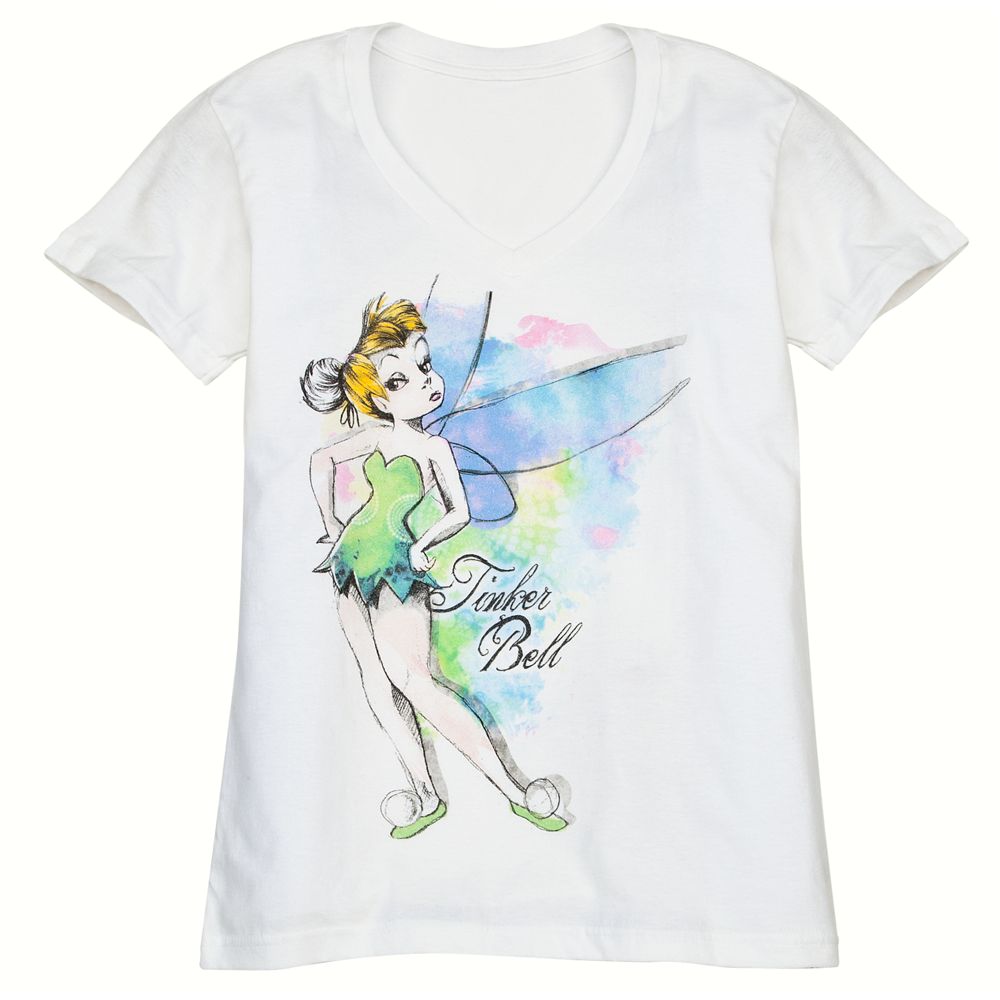Watercolor V-Neck Tinker Bell Tee for Women