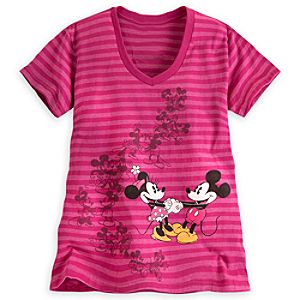 Mickey and Minnie Mouse Striped Tee for Women