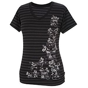 Minnie and Mickey Mouse Striped Tee for Women