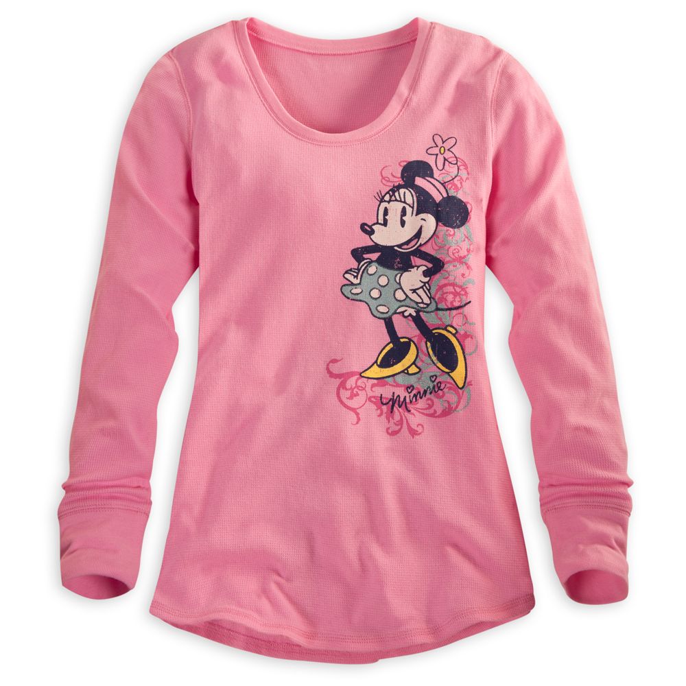 Long Sleeve Thermal Minnie Mouse Tee for Women