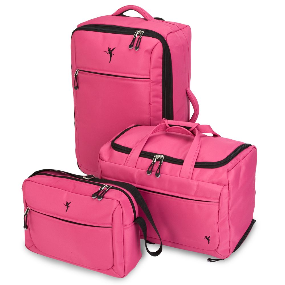 Rolling Tinker Bell Luggage Set -- Pink 3-Pc.