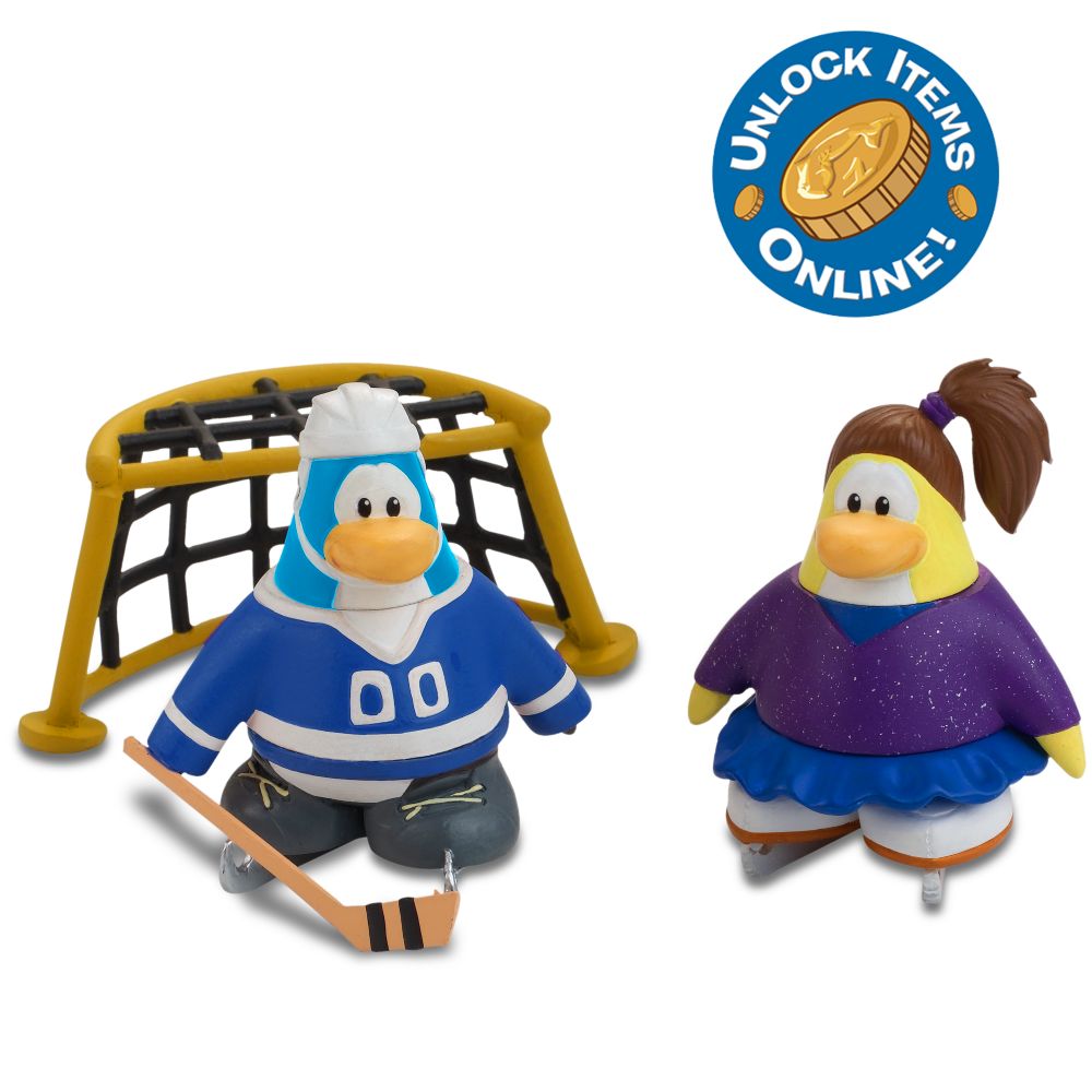 Club Penguin 2 Mix N Match Figure Pack -- Blue Figure Skater and Hockey Player