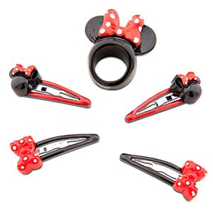 Minnie Mouse Ring and Hair Clips Set